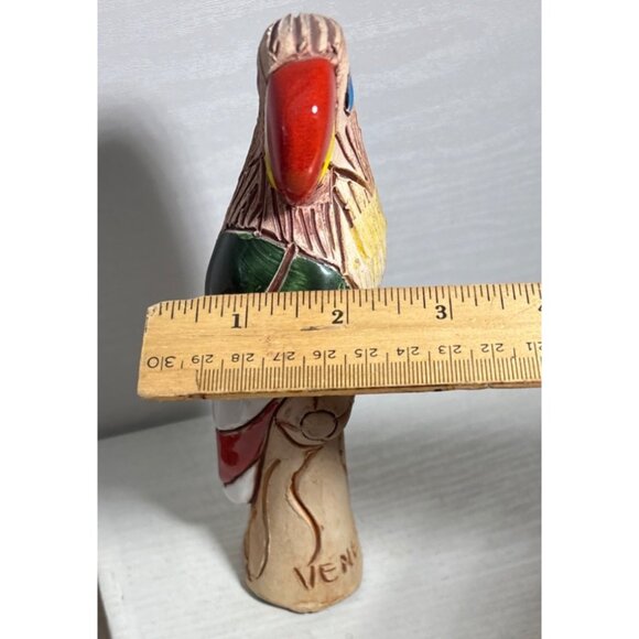 Handcrafted Ceramic Parrot Figurine From Venezuela 7.5" - Picture 9 of 9